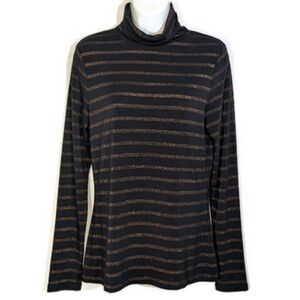 BANANA REPUBLIC  Threadsoft Turtle Neck Metallic Stripes NWOT